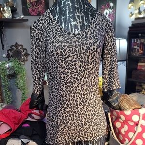 Maurices Leopard Print Long Sleeve Top with Black Accents